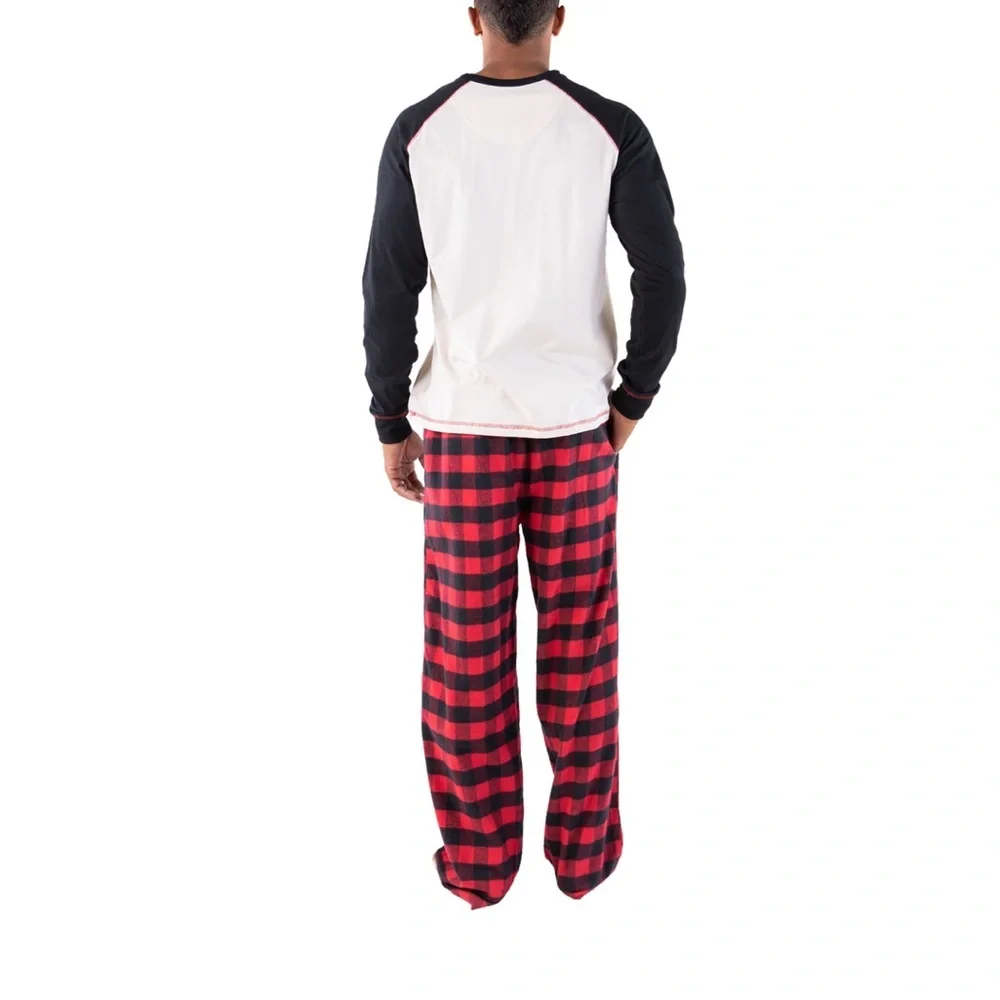 Lazy One Pajama Set Mens Size XL Moose Plaid Long Sleeve PJ Set Red Black NWT - Picture 3 of 5